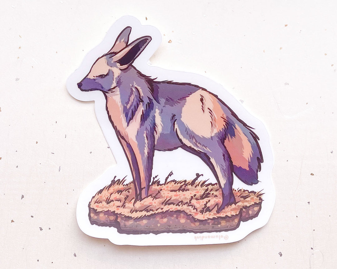Bat-Eared Fox Clear Vinyl Sticker