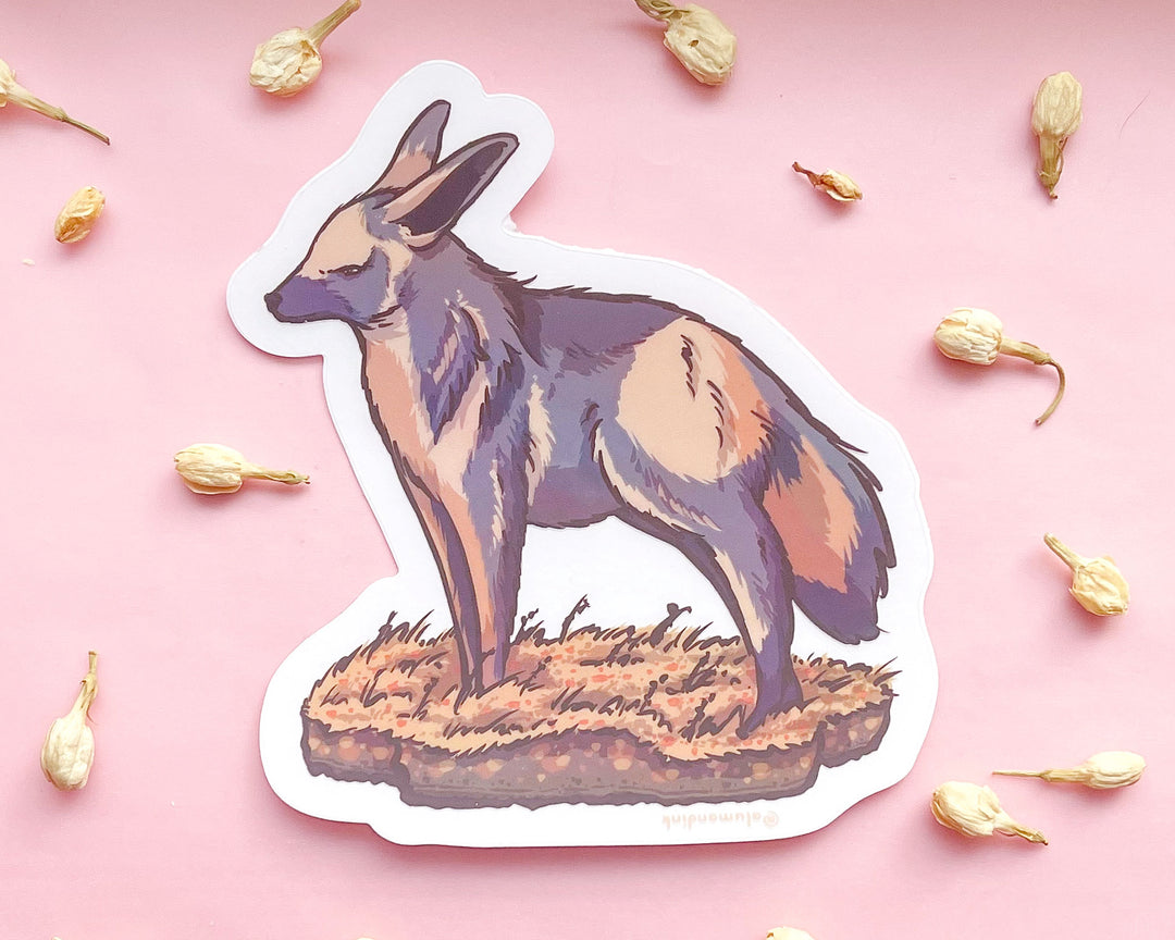 Bat-Eared Fox Clear Vinyl Sticker