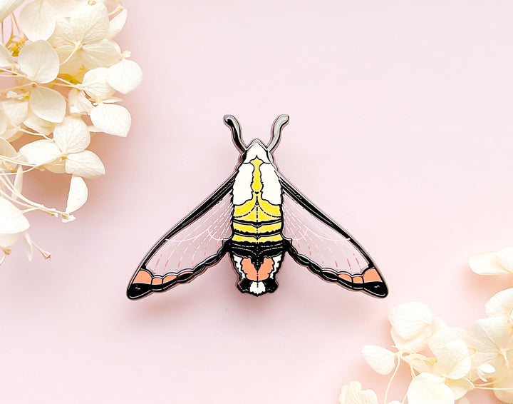 Narrow-Bordered Bee Hawkmoth (Hemaris tityus) Enamel Pin