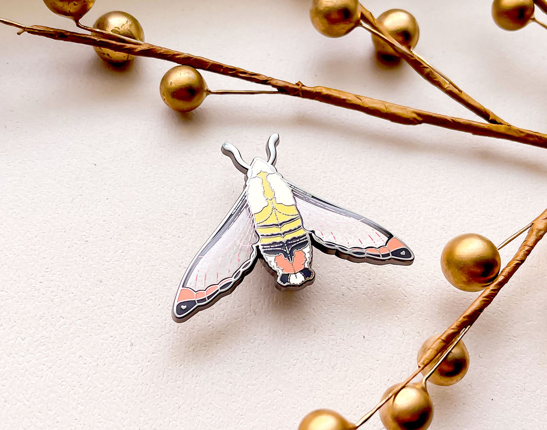 Narrow-Bordered Bee Hawkmoth (Hemaris tityus) Enamel Pin
