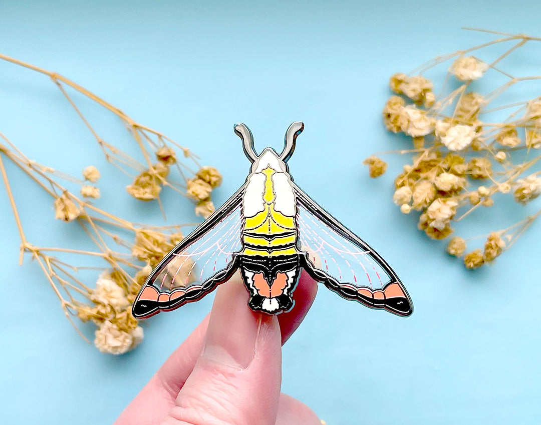 Narrow-Bordered Bee Hawkmoth (Hemaris tityus) Enamel Pin