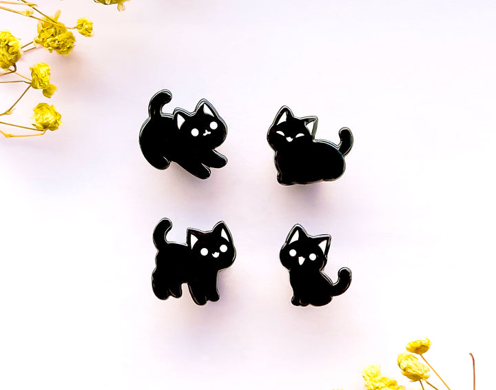 Little Black Cats Board Filler Enamel Pin Set
