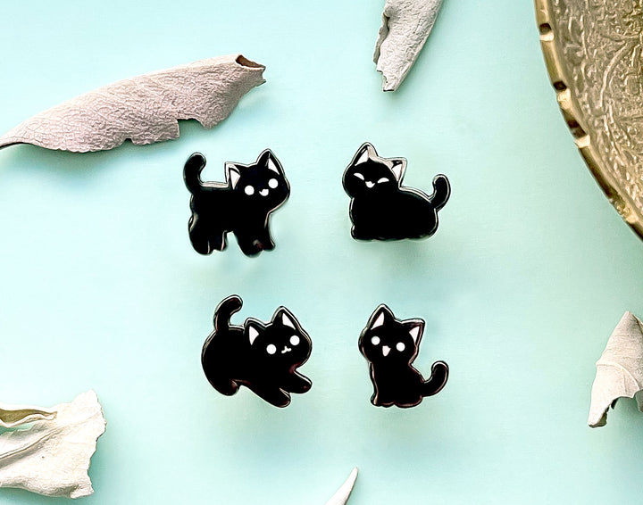 Little Black Cats Board Filler Enamel Pin Set
