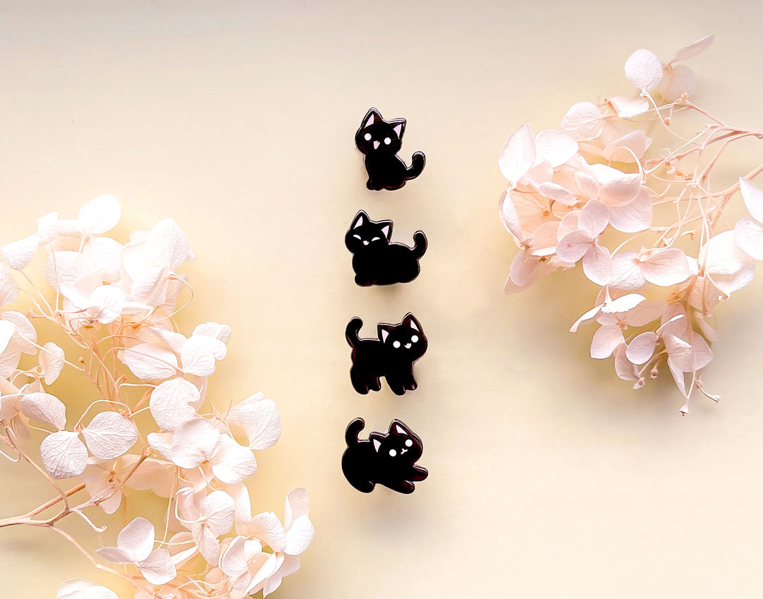 Little Black Cats Board Filler Enamel Pin Set