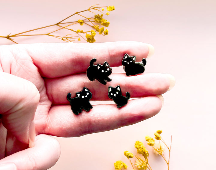 Little Black Cats Board Filler Enamel Pin Set