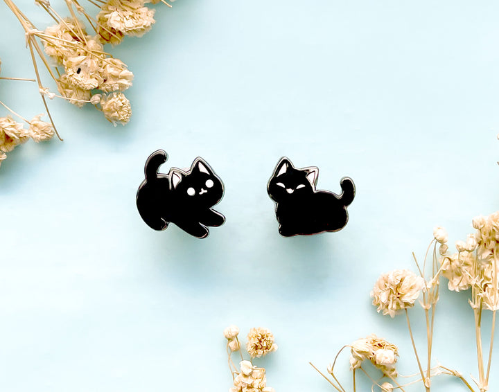 Little Black Cats Board Filler Enamel Pin Set