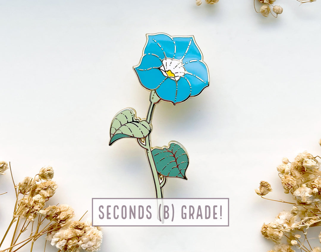Blue Morning Glory Enamel Pin (Seconds)