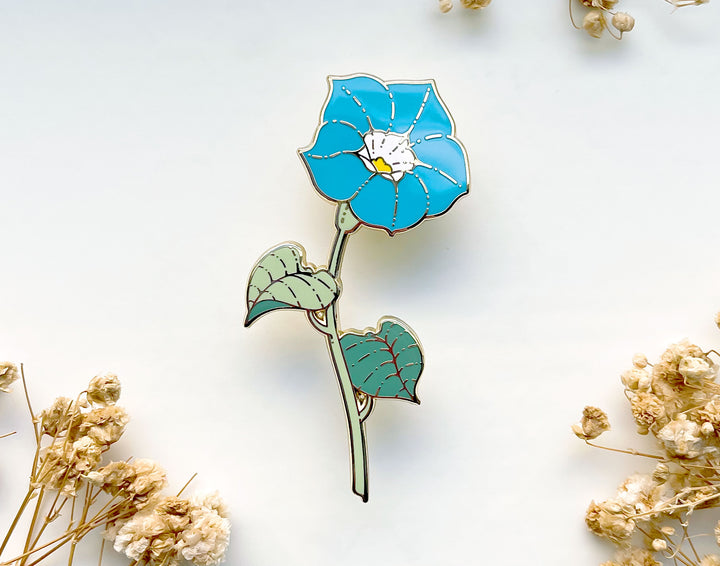 Blue Morning Glory (Ipomoea tricolor) Enamel Pin