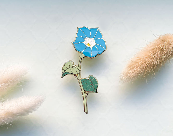 Blue Morning Glory (Ipomoea tricolor) Enamel Pin