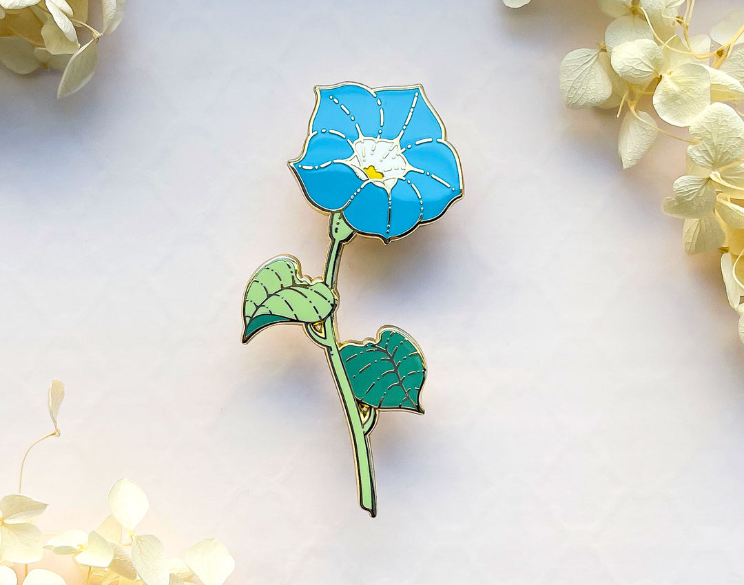 Blue Morning Glory (Ipomoea tricolor) Enamel Pin