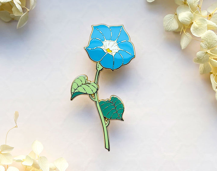 Blue Morning Glory (Ipomoea tricolor) Enamel Pin