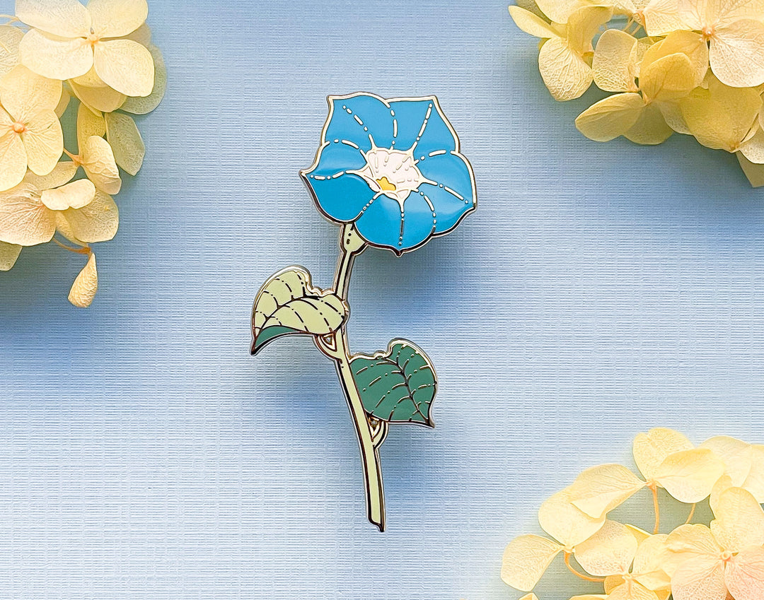 Blue Morning Glory (Ipomoea tricolor) Enamel Pin