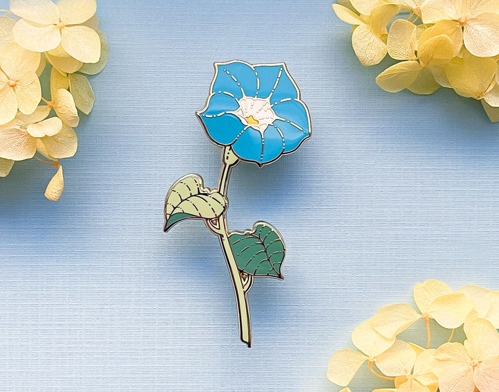 Blue Morning Glory (Ipomoea tricolor) Enamel Pin