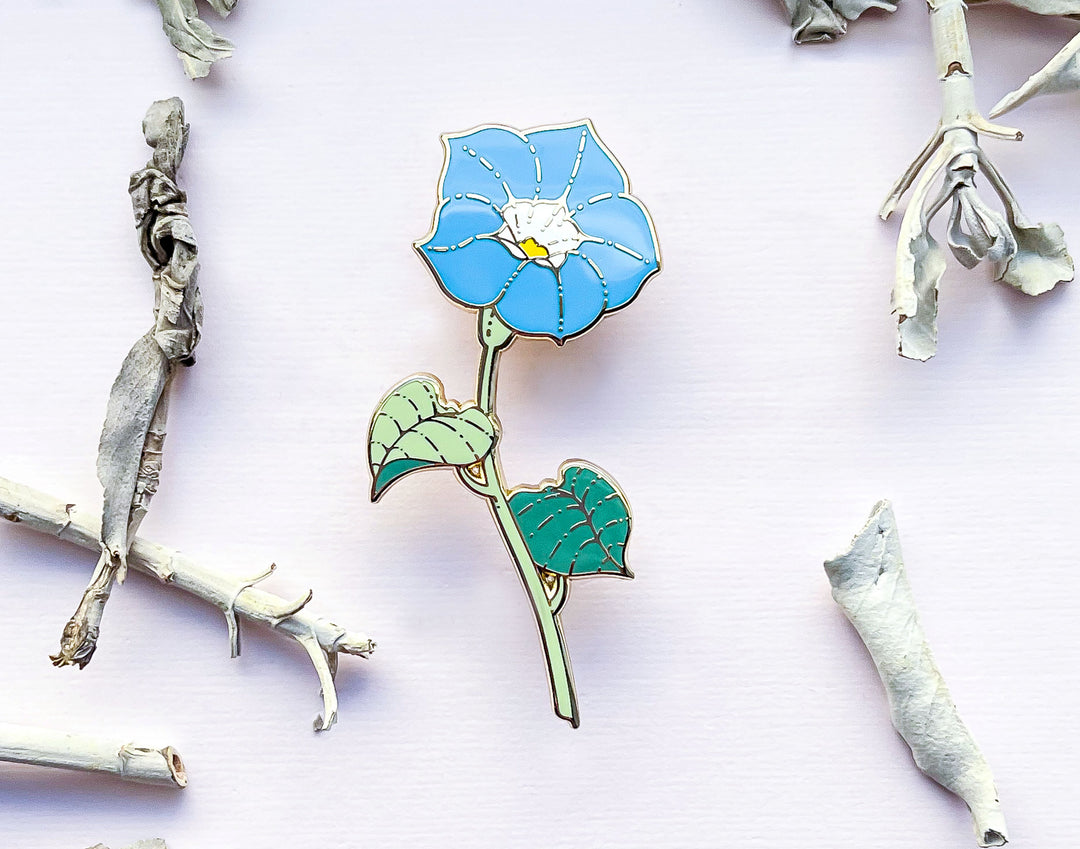 Blue Morning Glory (Ipomoea tricolor) Enamel Pin