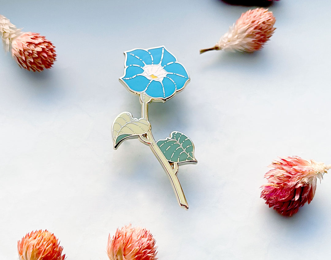 Blue Morning Glory (Ipomoea tricolor) Enamel Pin