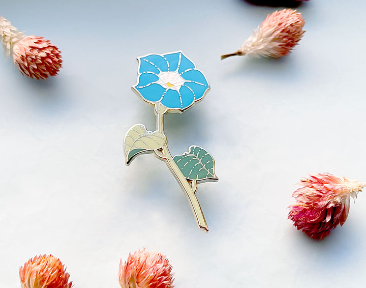 Blue Morning Glory (Ipomoea tricolor) Enamel Pin