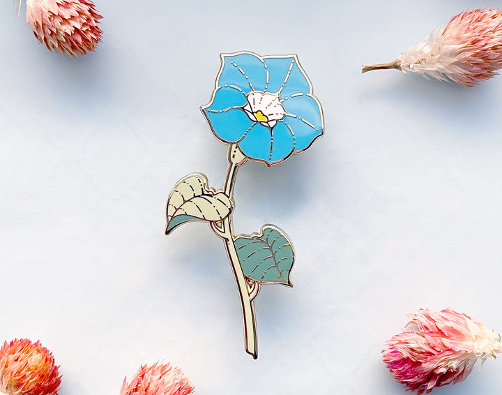 Blue Morning Glory (Ipomoea tricolor) Enamel Pin