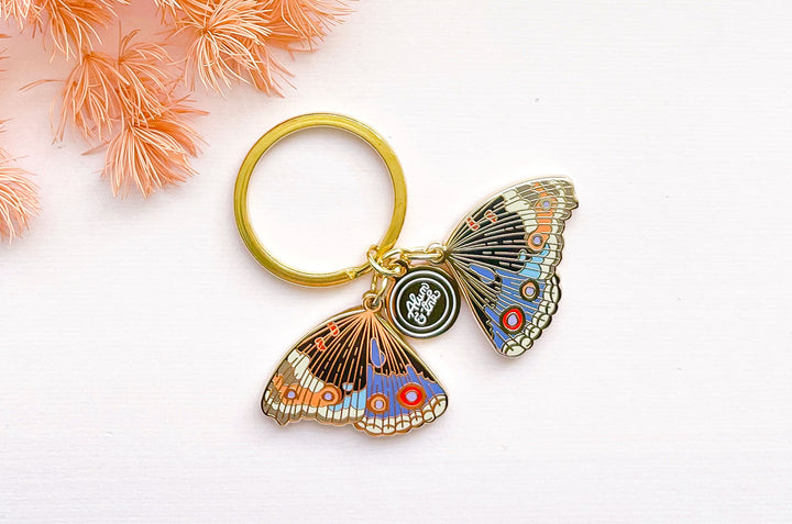 Blue Pansy Butterfly Wings Keychain Charm (Seconds)