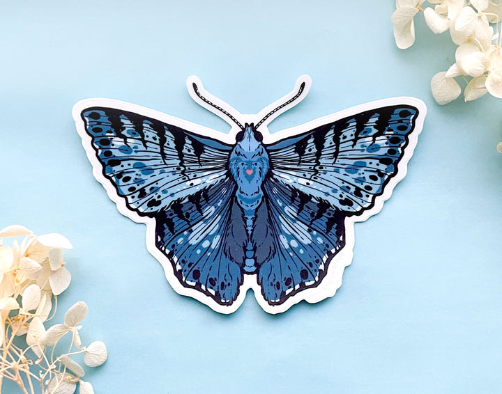 Blue Metalmark Butterfly Clear Vinyl Sticker