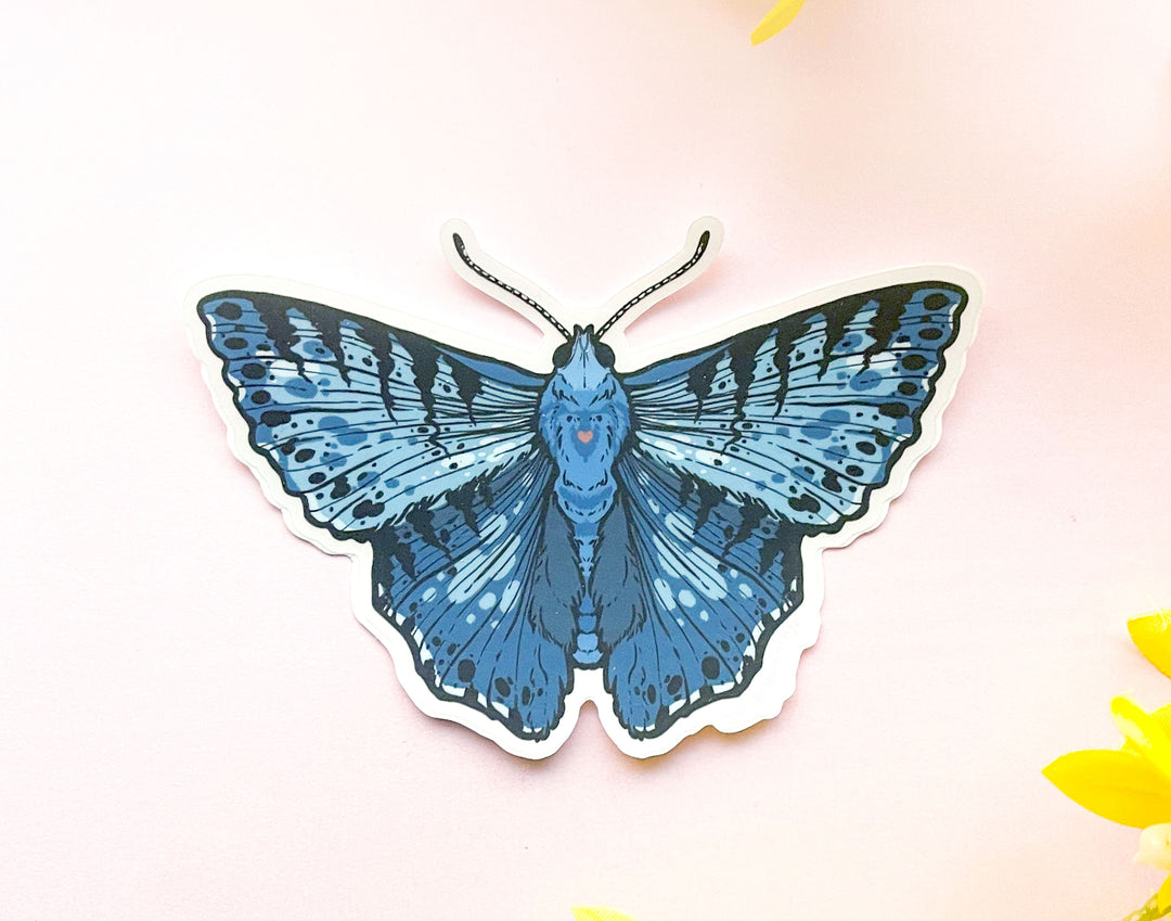 Blue Metalmark Butterfly Clear Vinyl Sticker
