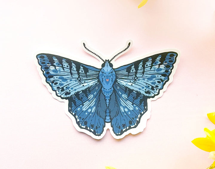 Blue Metalmark Butterfly Clear Vinyl Sticker