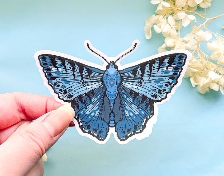 Blue Metalmark Butterfly Clear Vinyl Sticker