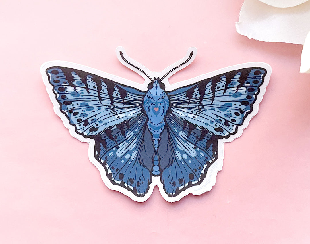 Blue Metalmark Butterfly Clear Vinyl Sticker