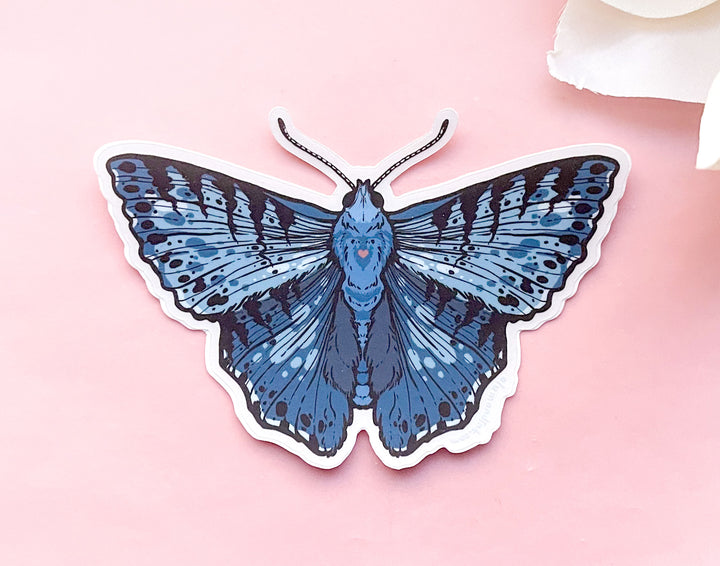 Blue Metalmark Butterfly Clear Vinyl Sticker