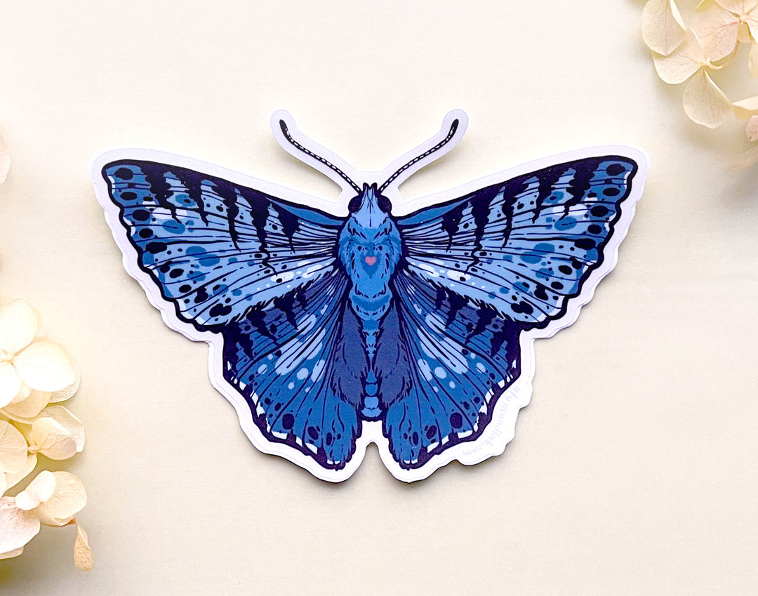 Blue Metalmark Butterfly Clear Vinyl Sticker