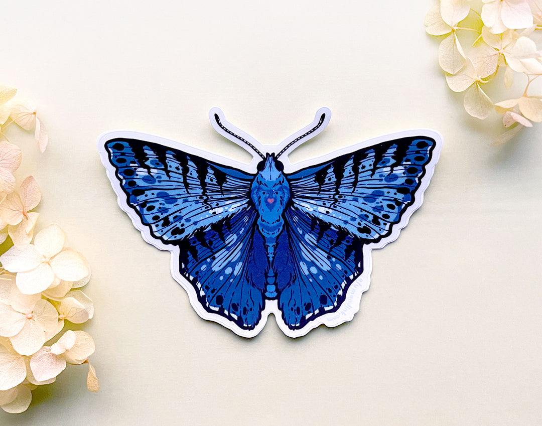 Blue Metalmark Butterfly Clear Vinyl Sticker
