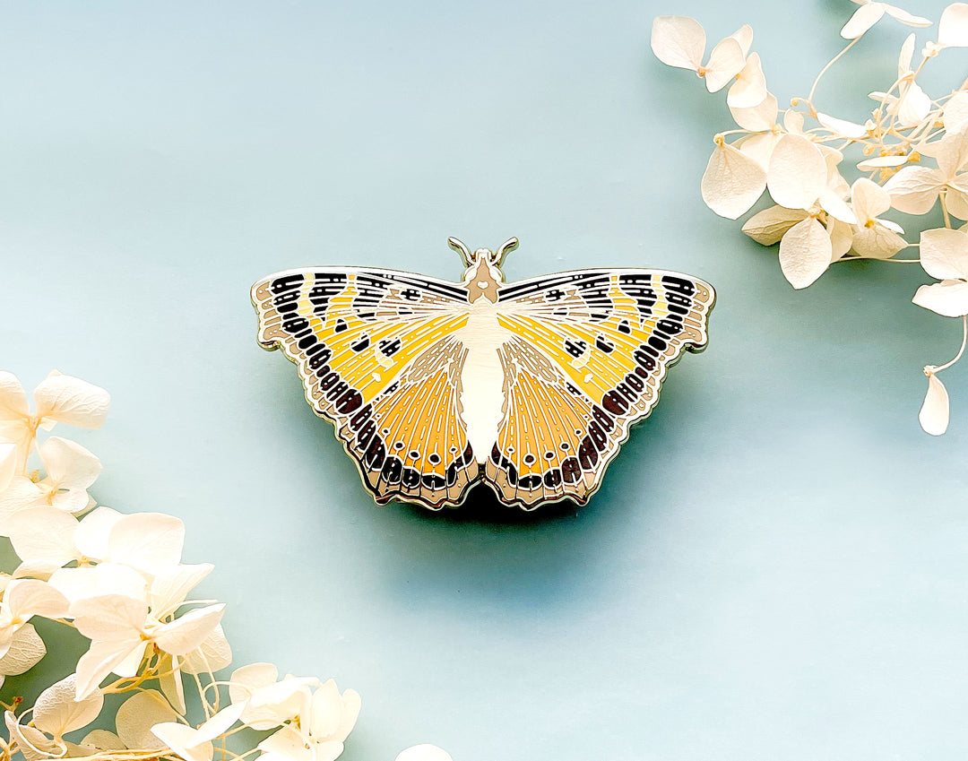 California Tortoiseshell Butterfly (Nymphalis californica) Enamel Pin