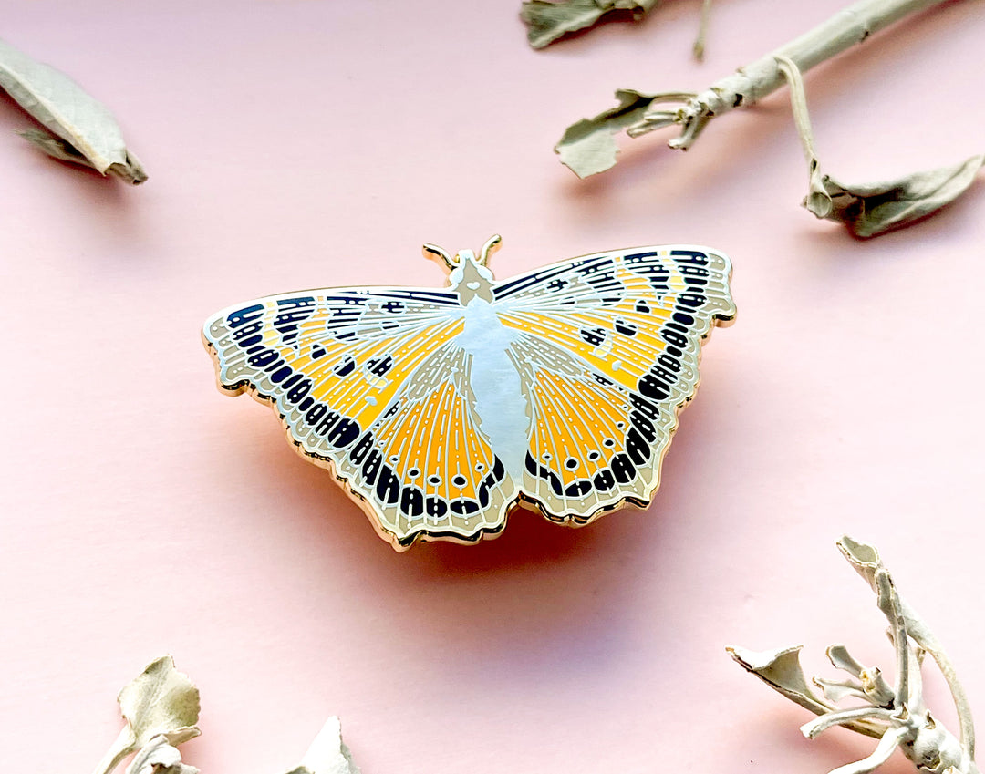 California Tortoiseshell Butterfly (Nymphalis californica) Enamel Pin