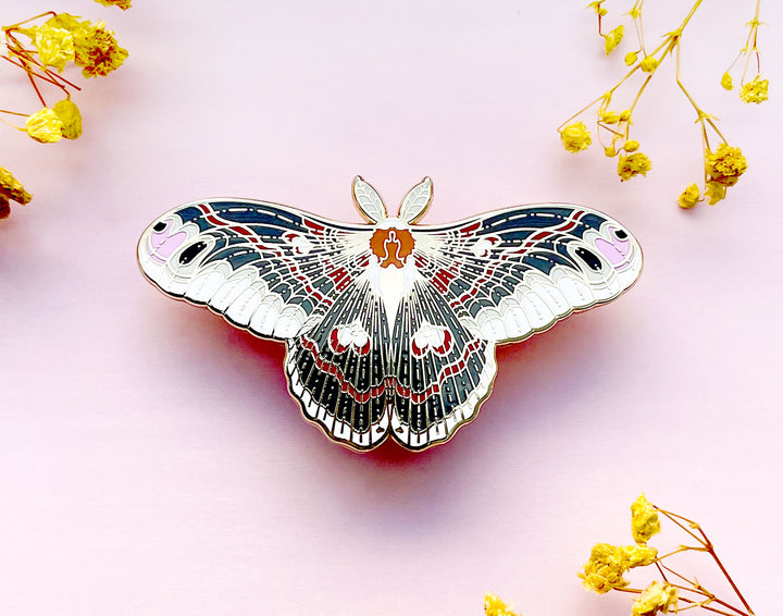 Cecrophia Moth (Hyalophora cecropia) Enamel Pin