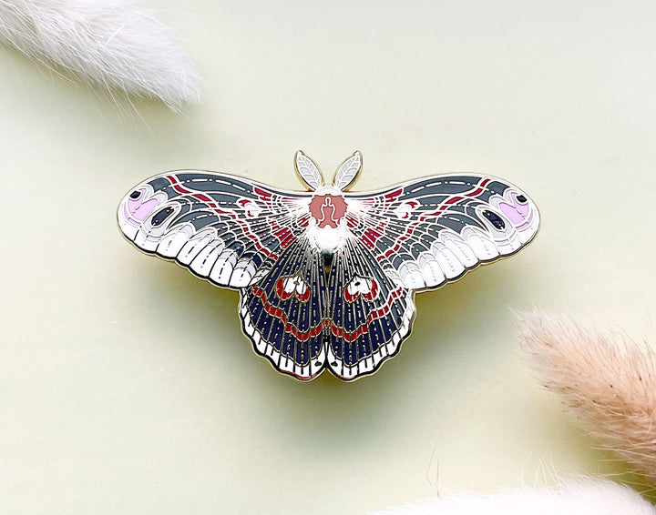 Cecrophia Moth (Hyalophora cecropia) Enamel Pin
