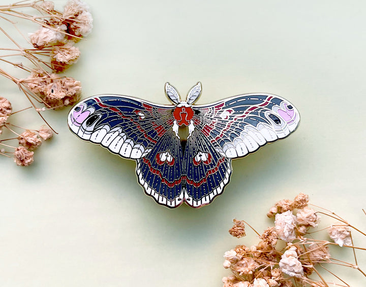 Cecrophia Moth (Hyalophora cecropia) Enamel Pin
