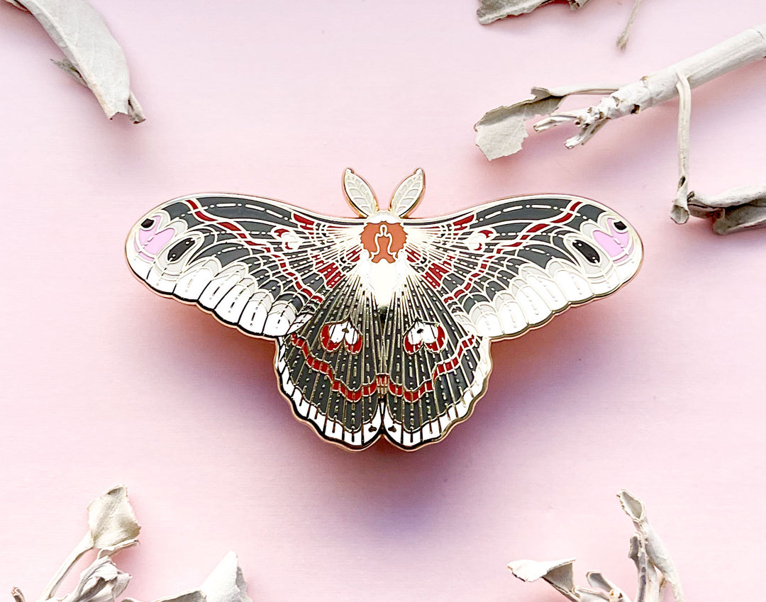 Cecrophia Moth (Hyalophora cecropia) Enamel Pin