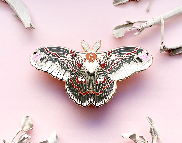 Cecrophia Moth (Hyalophora cecropia) Enamel Pin