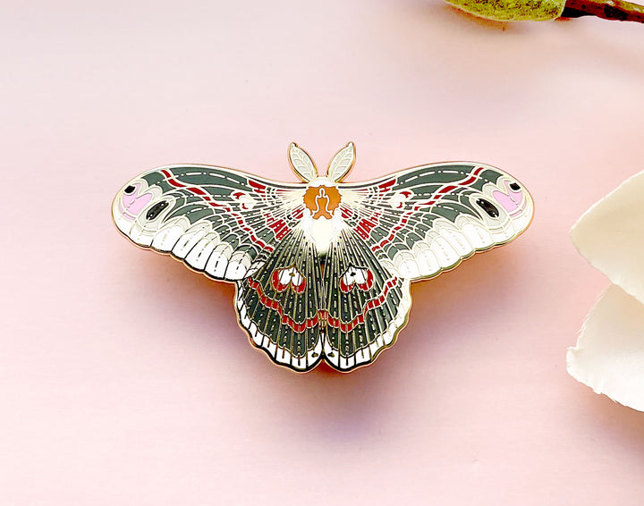 Cecrophia Moth (Hyalophora cecropia) Enamel Pin