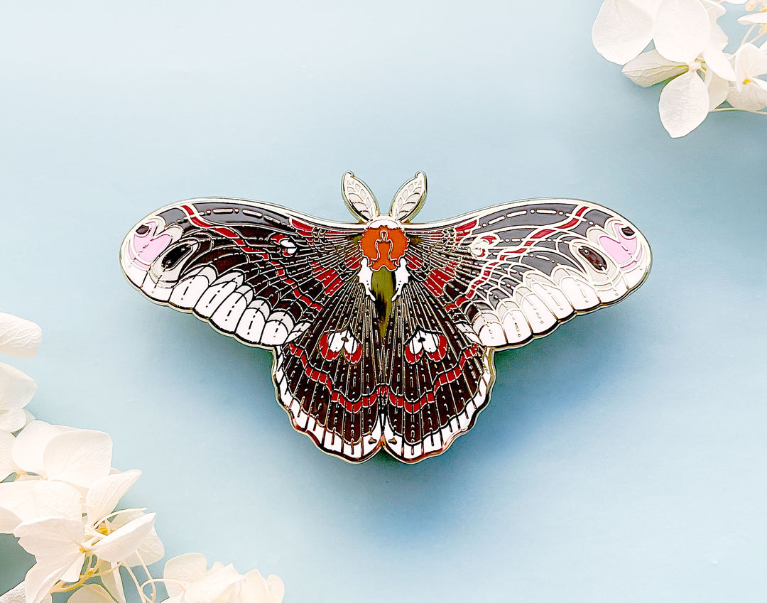 Cecrophia Moth (Hyalophora cecropia) Enamel Pin