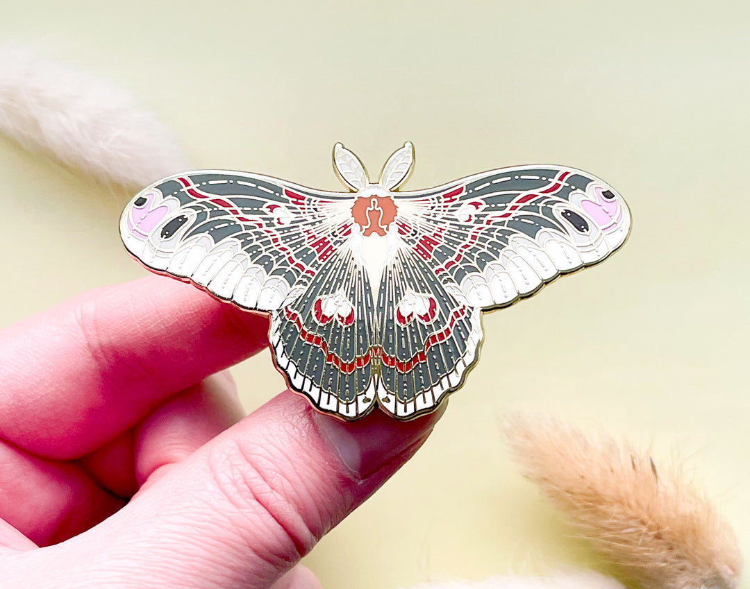 Cecrophia Moth (Hyalophora cecropia) Enamel Pin