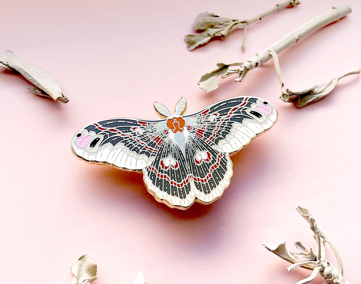 Cecrophia Moth (Hyalophora cecropia) Enamel Pin