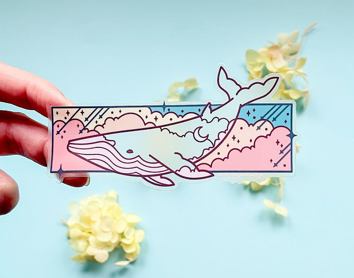Transparent Cloud Drifter Whale Clear Vinyl Sticker