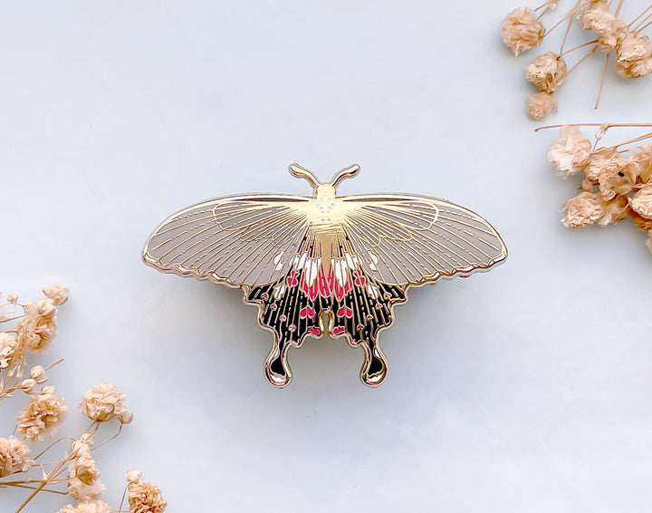 Common Mormon Butterfly (Papilio polytes) Enamel Pin