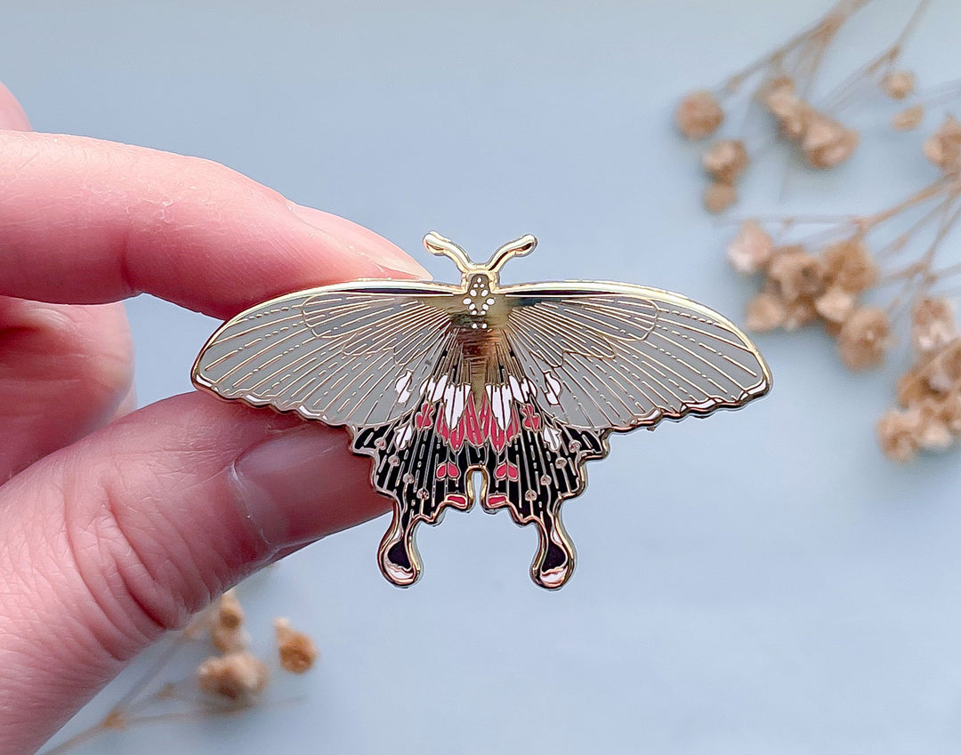 Common Mormon Butterfly (Papilio polytes) Enamel Pin