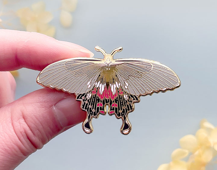 Common Mormon Butterfly (Papilio polytes) Enamel Pin