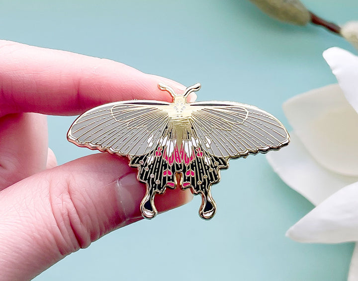 Common Mormon Butterfly (Papilio polytes) Enamel Pin