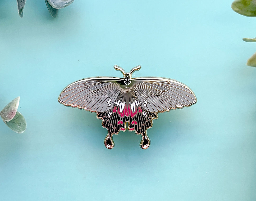 Common Mormon Butterfly (Papilio polytes) Enamel Pin