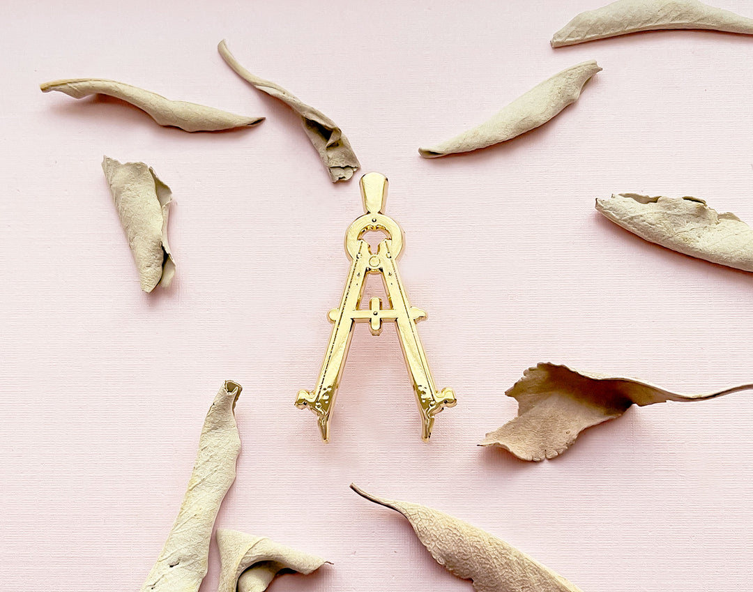 Bow Compass Gold Plated Pin