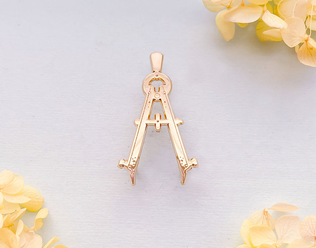 Bow Compass Gold Plated Pin