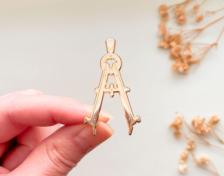 Bow Compass Gold Plated Pin